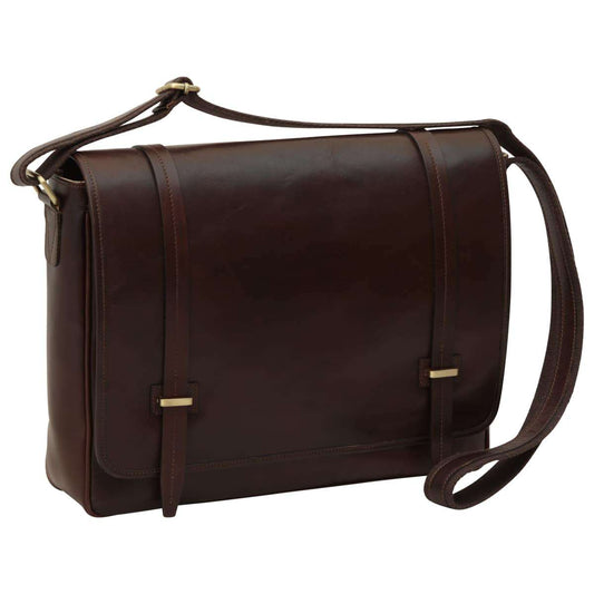 Large Leather Bag With Magnetic Closure - Dark Brown