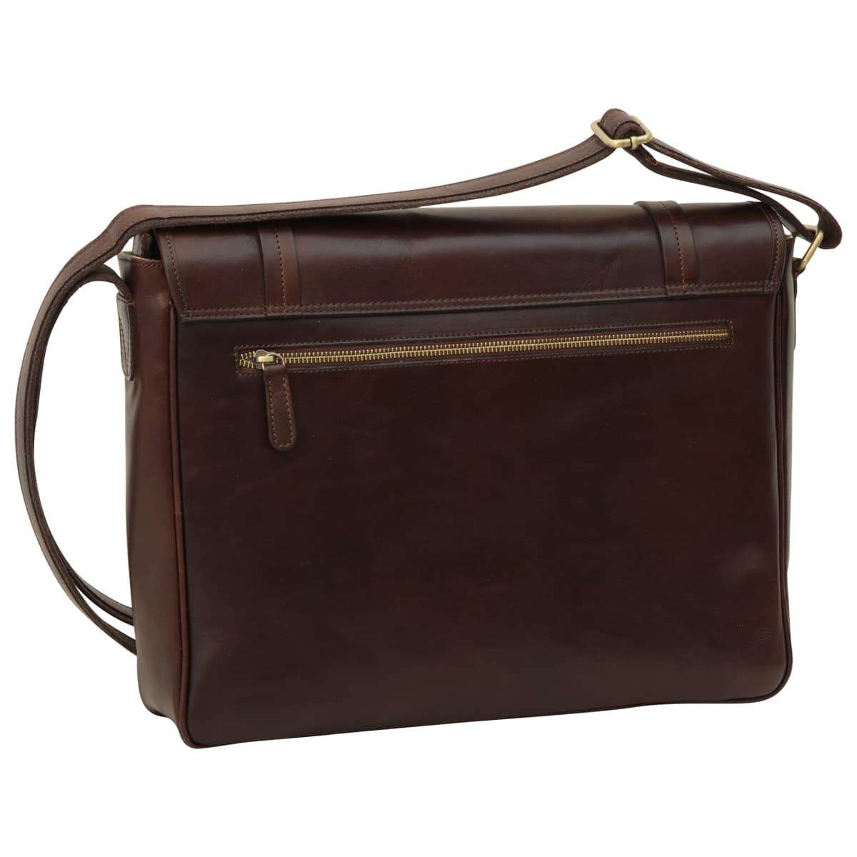 Large Leather Bag With Magnetic Closure - Dark Brown