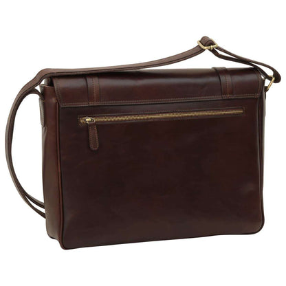 Large Leather Bag With Magnetic Closure - Dark Brown