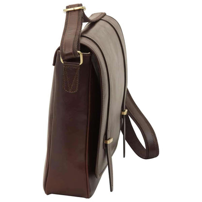 Large Leather Bag With Magnetic Closure - Dark Brown