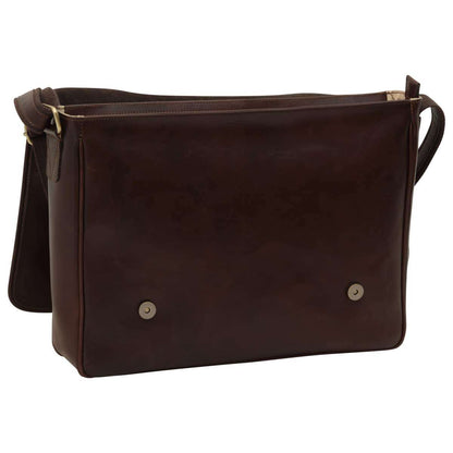 Large Leather Bag With Magnetic Closure - Dark Brown