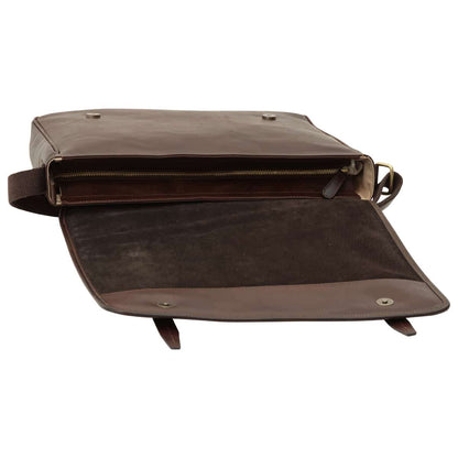 Large Leather Bag With Magnetic Closure - Dark Brown