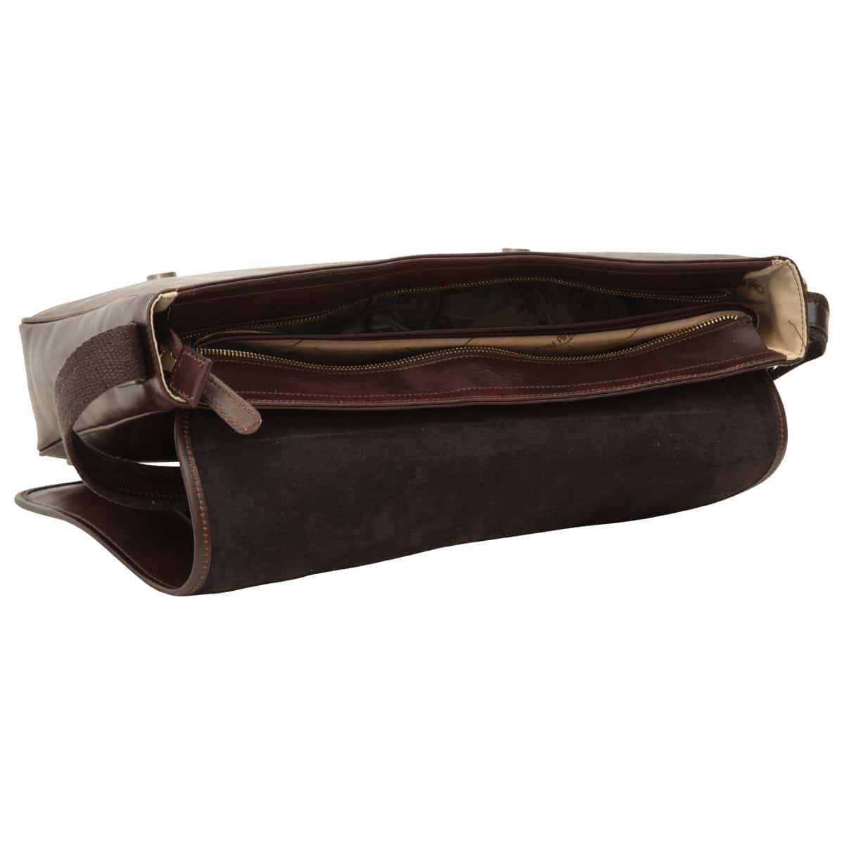 Large Leather Bag With Magnetic Closure - Dark Brown