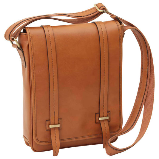 Medium Leather Bag With Double Magnetic Closure - Brown Colonial