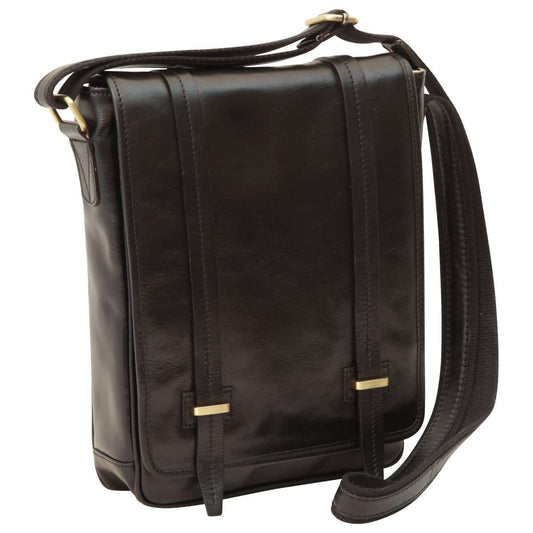 Medium Leather Bag With Double Magnetic Closure - Black
