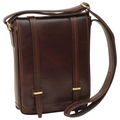 Medium Leather Bag With Double Magnetic Closure - Dark Brown