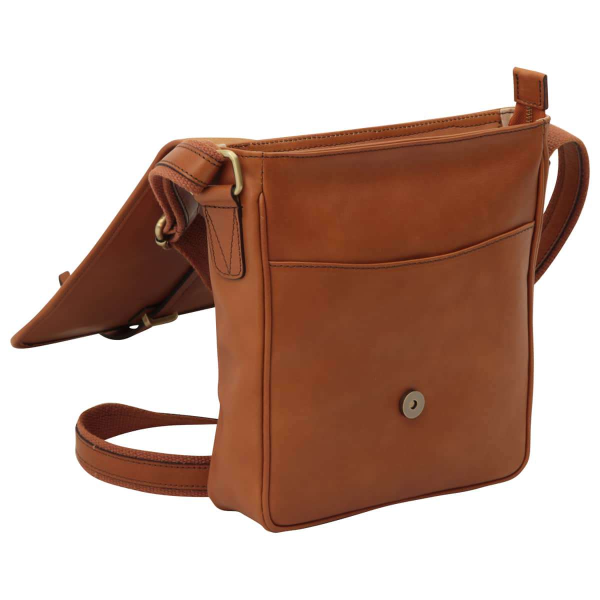 Small Leather Bag With Magnetic Closure - Brown Colonial