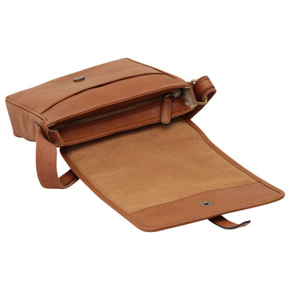 Small Leather Bag With Magnetic Closure - Brown Colonial