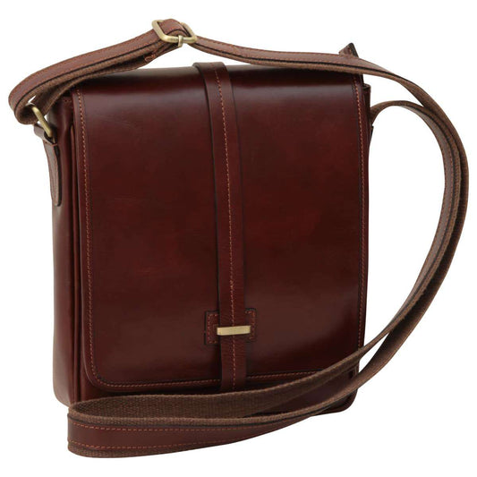 Small Leather Bag With Magnetic Closure - Brown