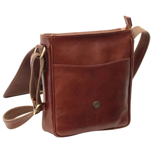Small Leather Bag With Magnetic Closure - Brown