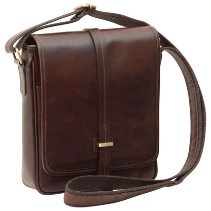 Small Leather Bag With Magnetic Closure - Dark Brown