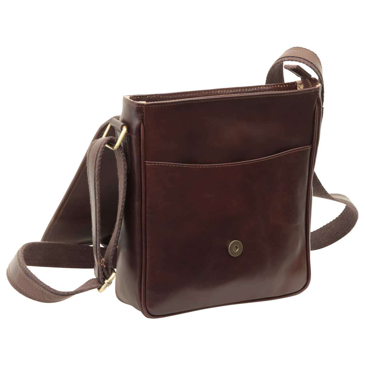 Small Leather Bag With Magnetic Closure - Dark Brown