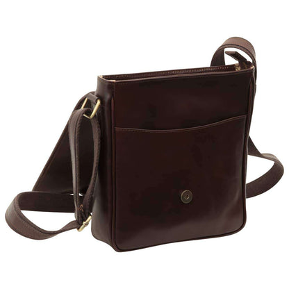 Small Leather Bag With Magnetic Closure - Dark Brown