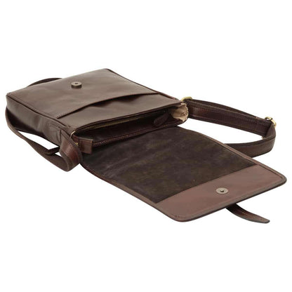 Small Leather Bag With Magnetic Closure - Dark Brown