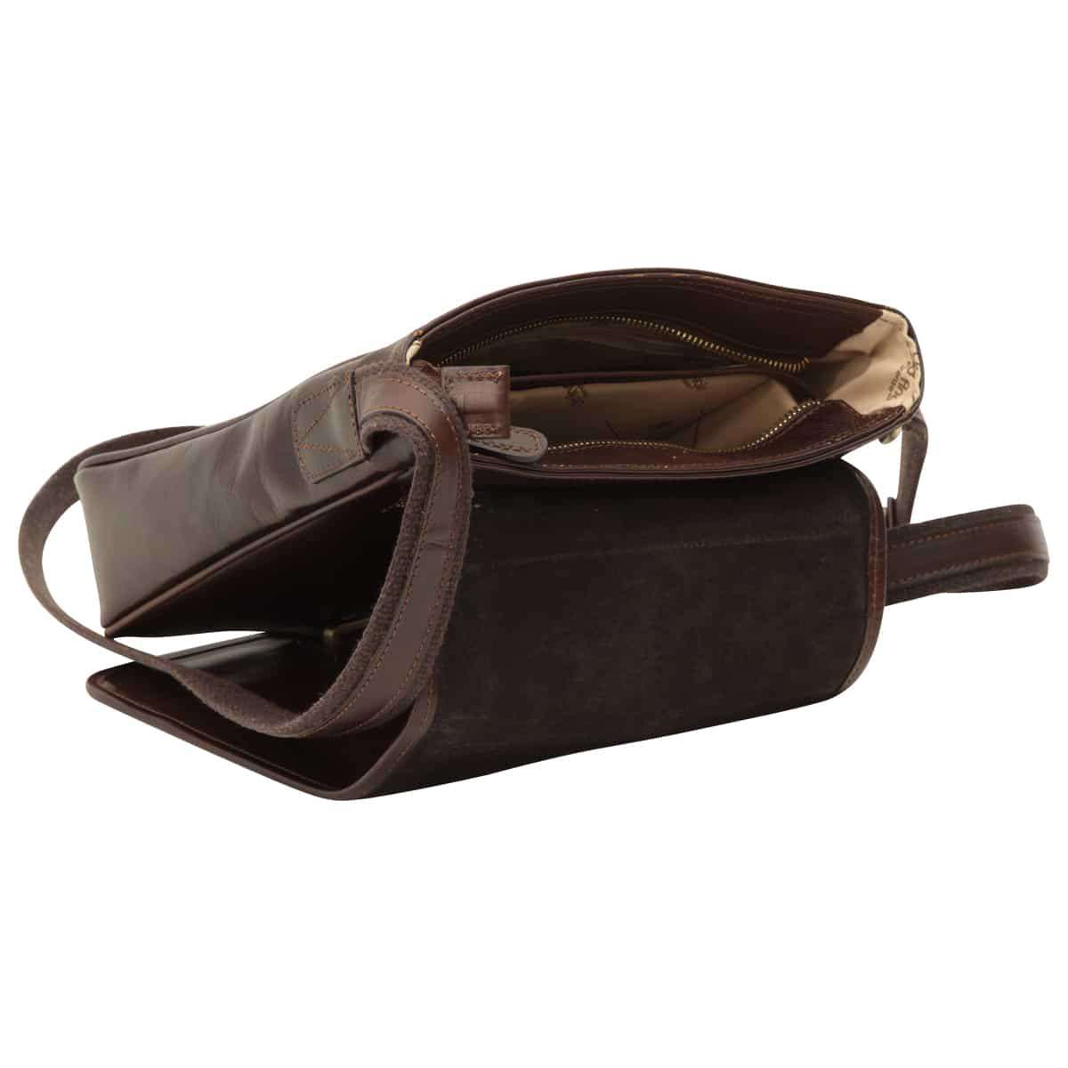 Small Leather Bag With Magnetic Closure - Dark Brown