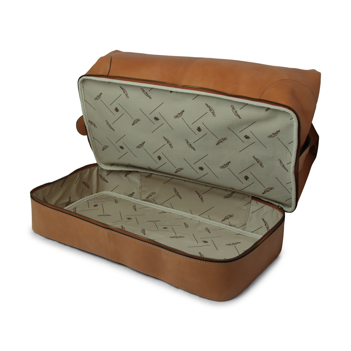 Leather Travel Bag With Zipped Opening Bottom - Colonial