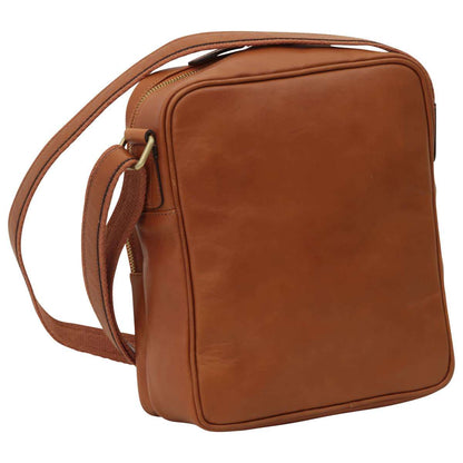Small Leather Bag With Zip Closures - Brown Colonial