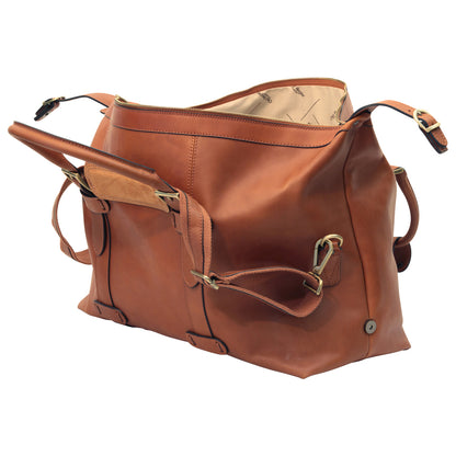Cowhide Leather Travel Bag - Brown Colonial