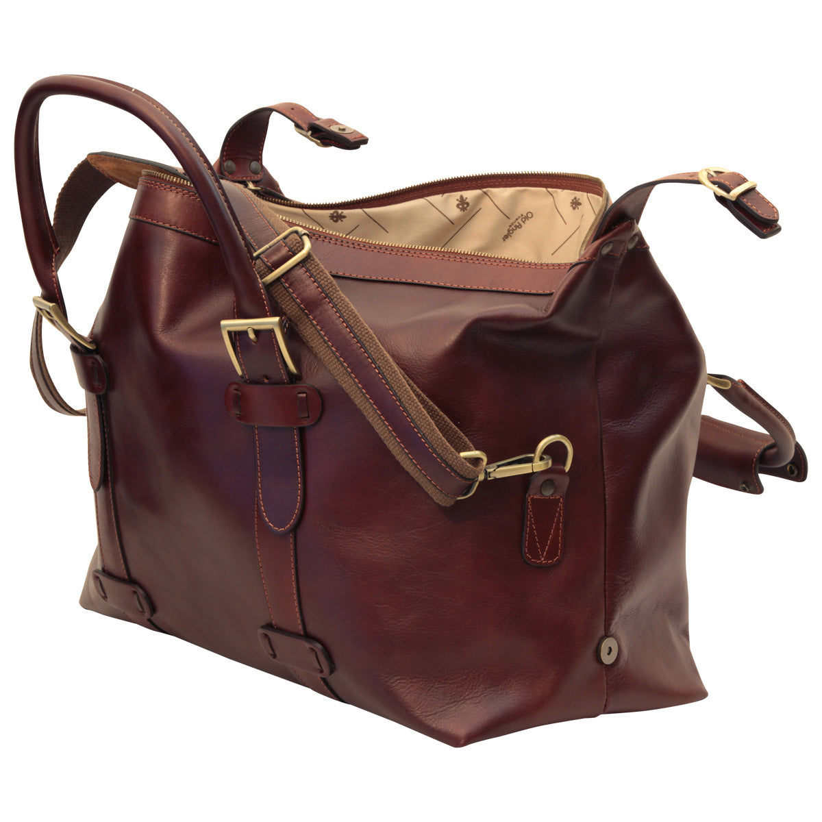Cowhide Leather Travel Bag - Brown