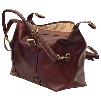Cowhide Leather Travel Bag - Brown