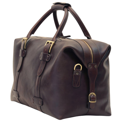 Cowhide Leather Travel Bag - Dark Brown