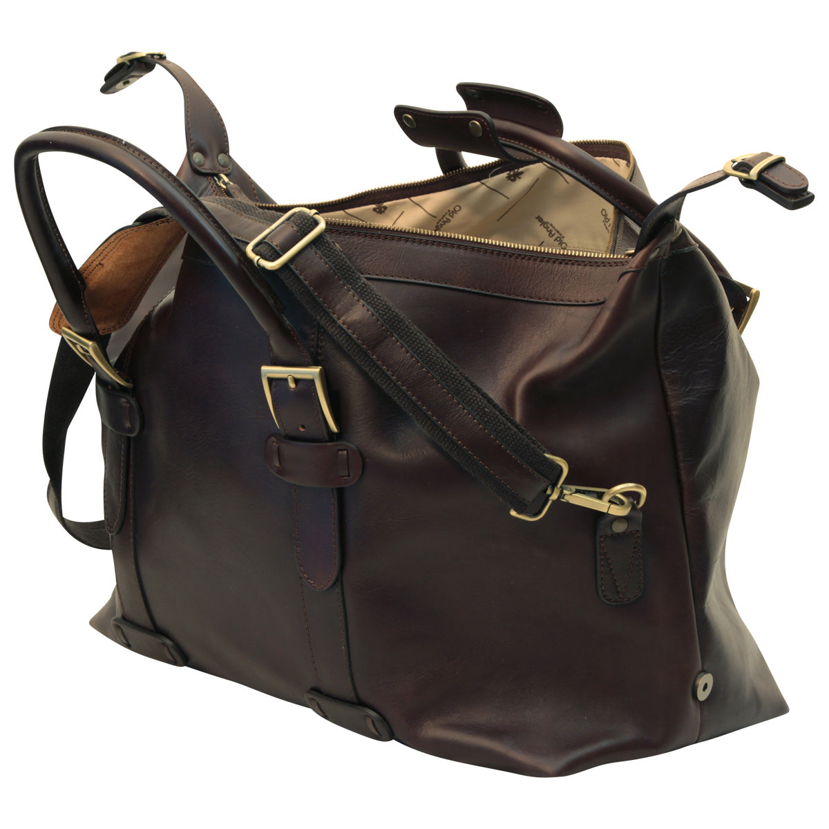 Cowhide Leather Travel Bag - Dark Brown