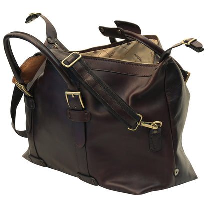 Cowhide Leather Travel Bag - Dark Brown