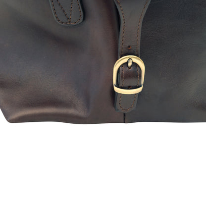 Cowhide Leather Travel Bag - Dark Brown