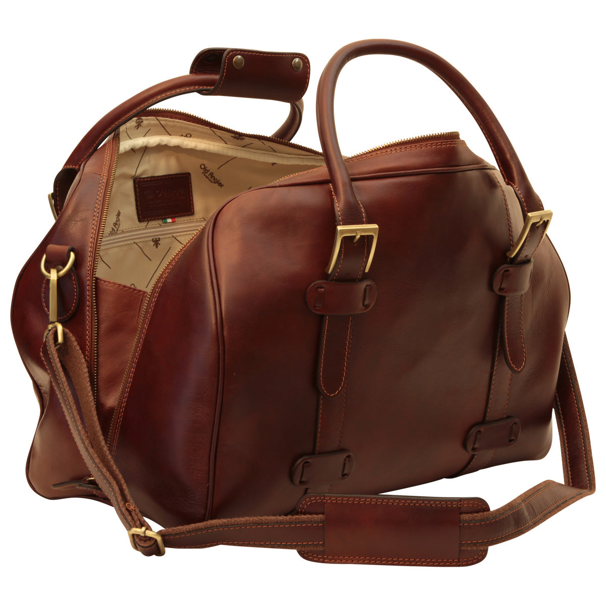 Cowhide Leather Travel Bag - Brown