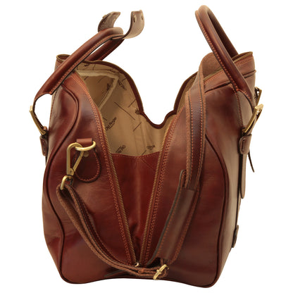 Cowhide Leather Travel Bag - Brown