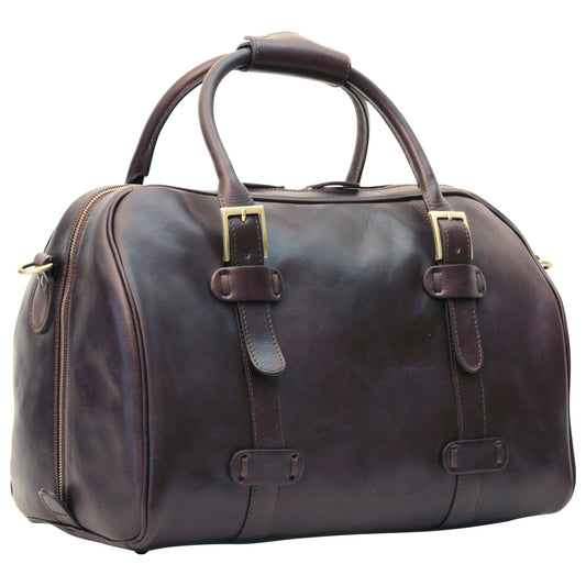 Cowhide Leather Travel Bag - Dark Brown