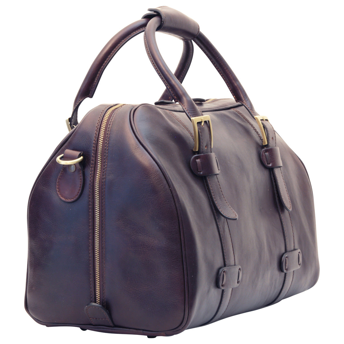 Cowhide Leather Travel Bag - Dark Brown