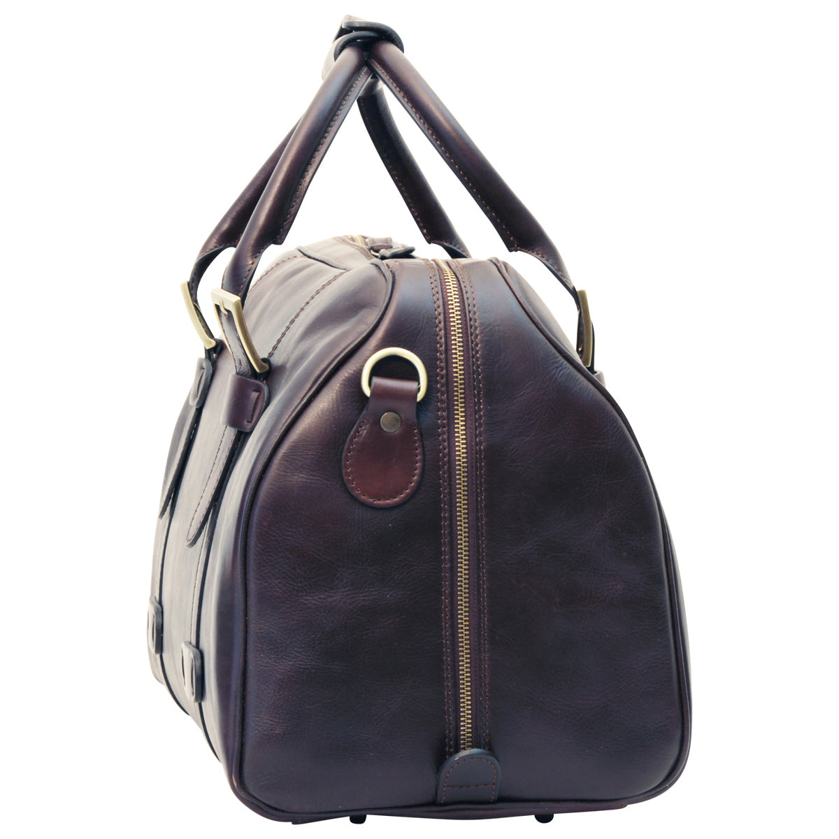 Cowhide Leather Travel Bag - Dark Brown
