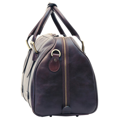Cowhide Leather Travel Bag - Dark Brown
