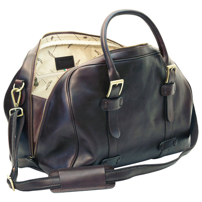 Cowhide Leather Travel Bag - Dark Brown
