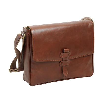 Cowhide Leather Messenger - Brown