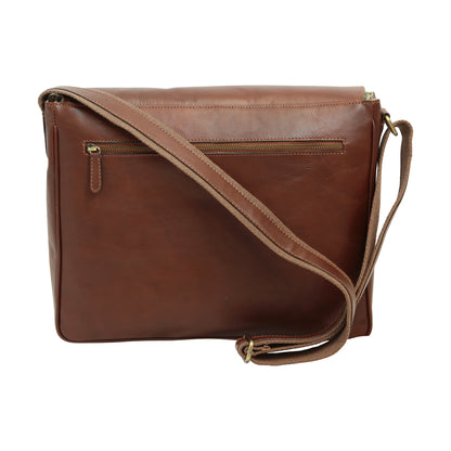 Cowhide Leather Messenger - Brown
