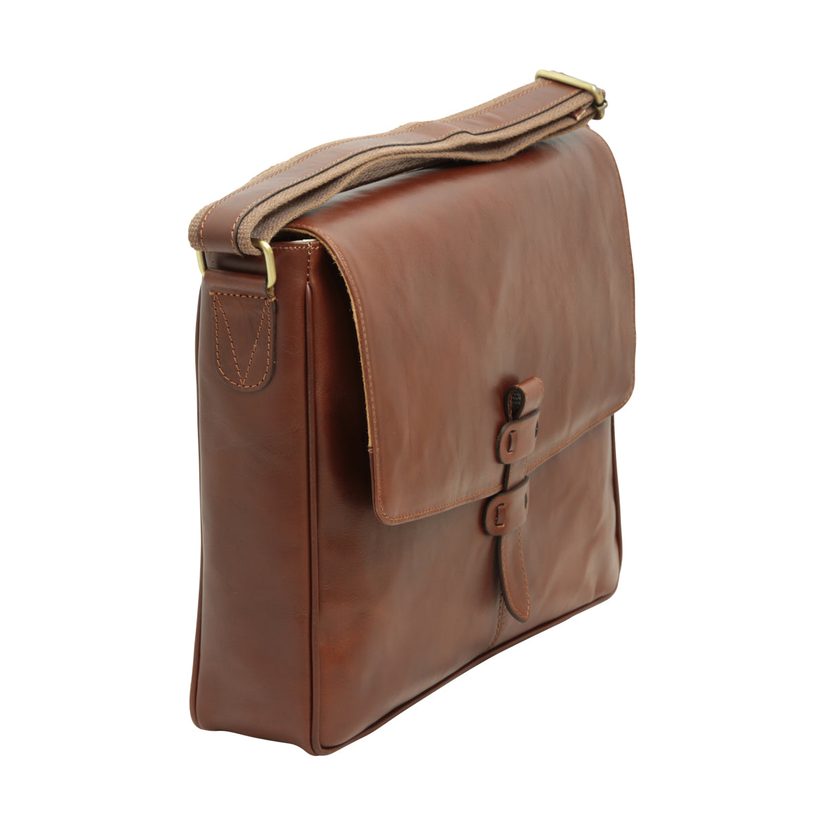 Cowhide Leather Messenger - Brown