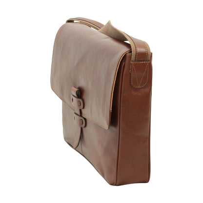 Cowhide Leather Messenger - Brown