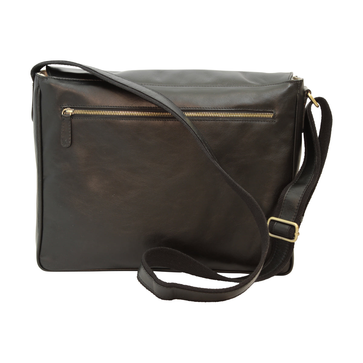 Cowhide Leather Messenger - Black