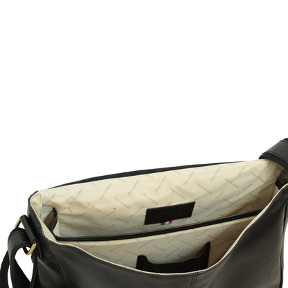 Cowhide Leather Messenger - Black