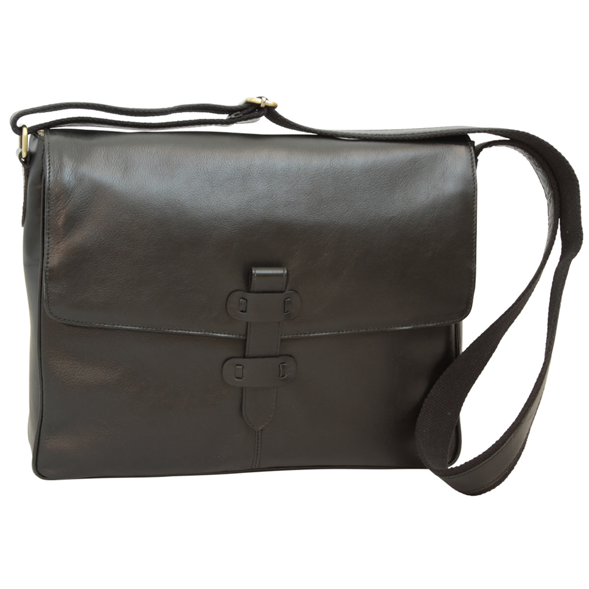 Cowhide Leather Messenger - Black
