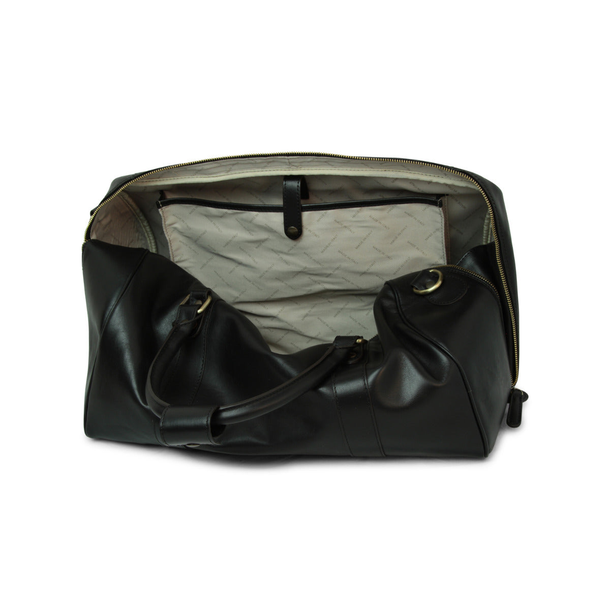 Full Grain Leather Travel Bag - Black