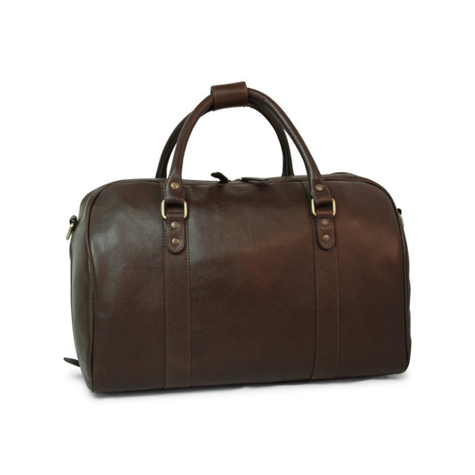 Full Grain Leather Travel Bag - Dark Brown