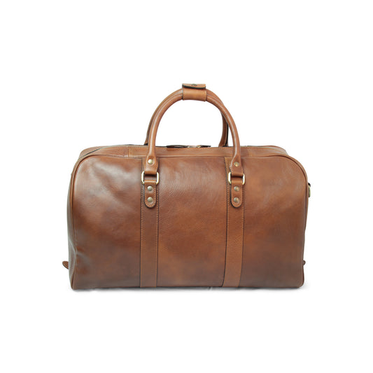 Full Grain Leather Large Travel Bag - Chestnut