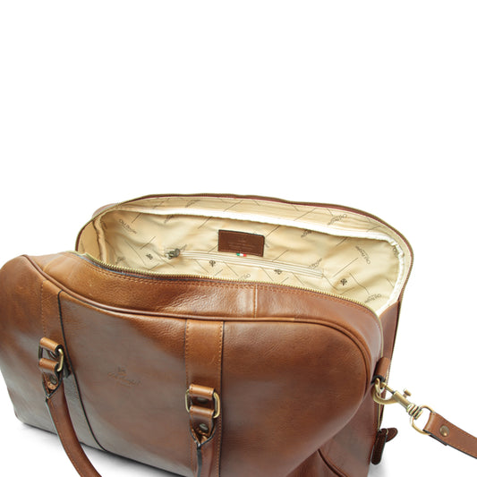 Full Grain Leather Large Travel Bag - Chestnut