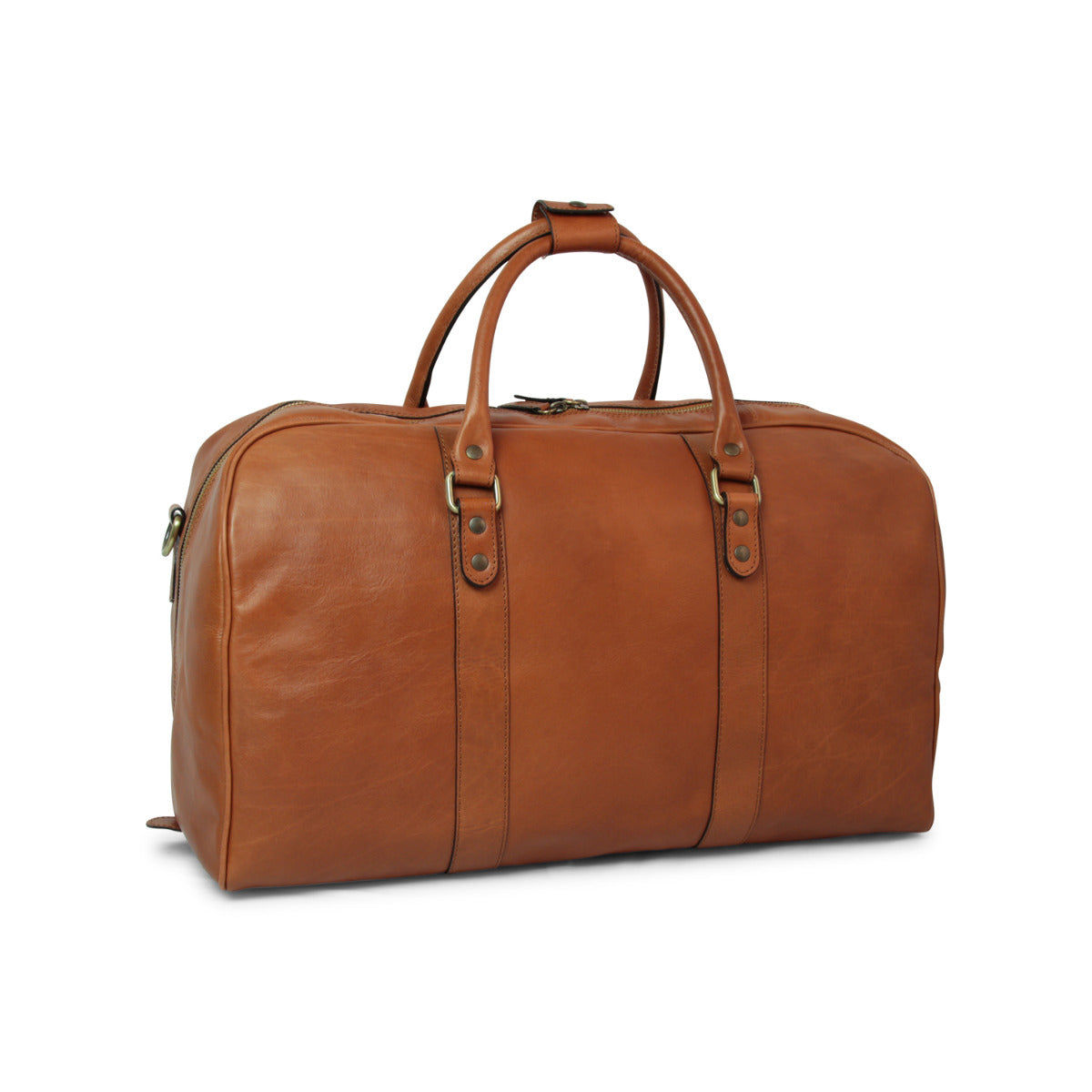 Full Grain Leather Large Travel Bag - Gold