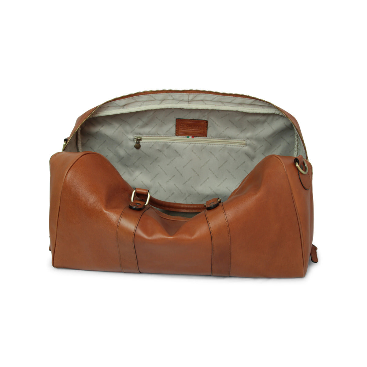 Full Grain Leather Large Travel Bag - Gold