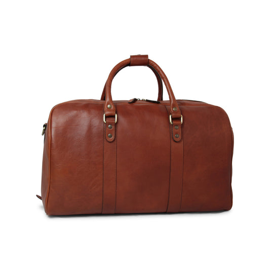 Full Grain Leather Large Travel Bag - Brown *