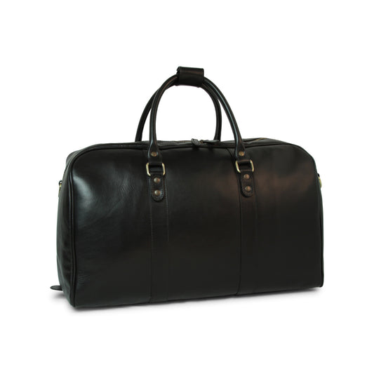 Full Grain Leather Large Travel Bag - Black